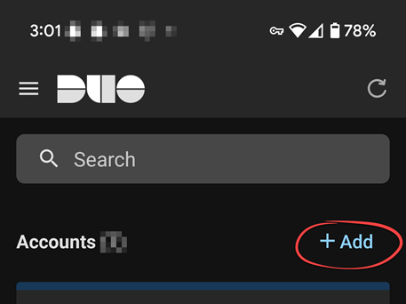 Search for account and add