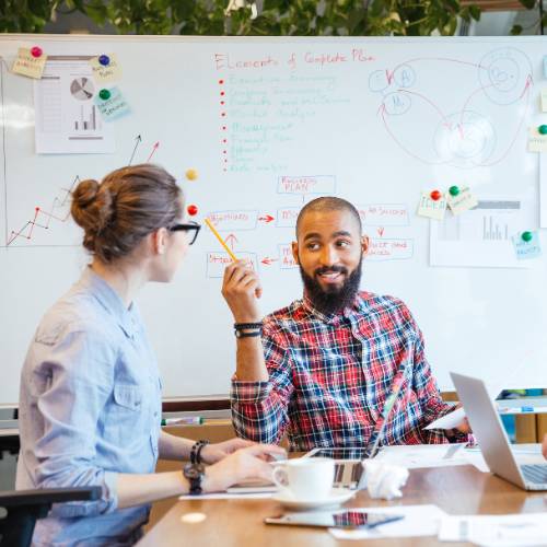 two students in computer lab